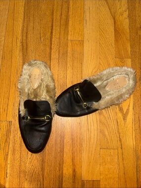 And Ea Wy Black Faux Fur-Lined Slip-On Loafers Women’s 11